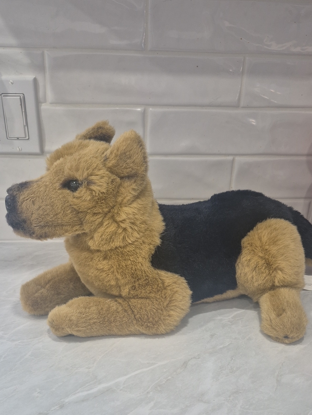 Plush German Shepherd Dog Toy - Black & Brown, Soft Cuddly Pet Companion